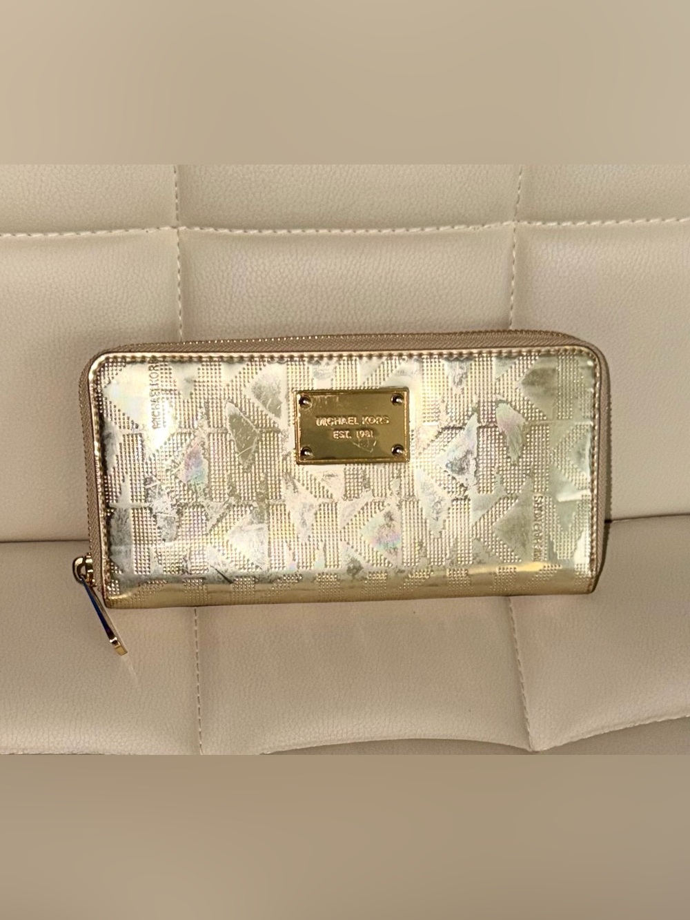 Michael Kors Metallic Gold Logo Continental Wallet